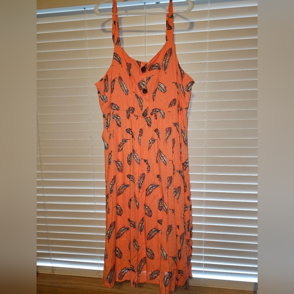 Torrid Orange Feather Print Dress Size 4